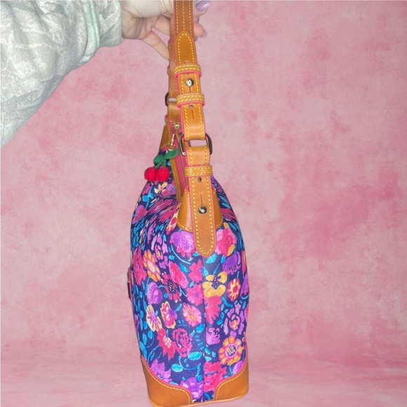 Dooney & Bourke Marabelle Pink Blue Yellow Floral Print Hobo Purse - Picture 5 of 8